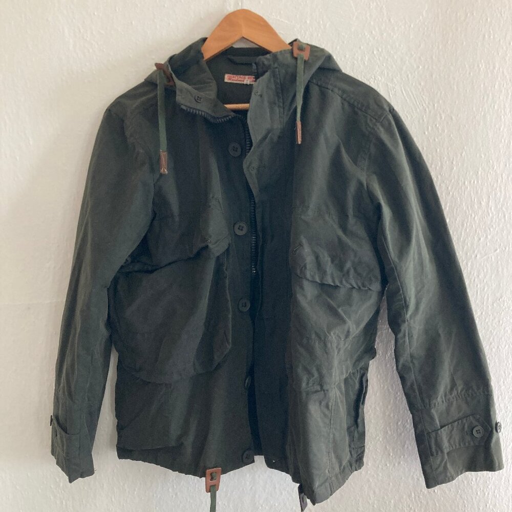 Heritage Research Green Waxed Fisherman Field Jacket -- Men's Size Small